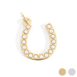 Gold Finish Stainless Steel Pearl Beaded Horseshoe Charm 15mm SSJ-13657