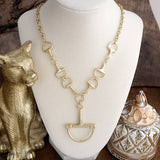 Horse Bit Pendant Chain Drop Necklace Antique Gold Finish SSJ-13679
