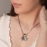 Stainless Steel Black Mother of Pearl Horse With CZ Stone Pendant SSJ-13667