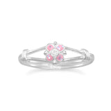 Sterling Silver Pink Flower Crystal Ring - Children's SSJ-12738