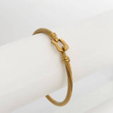 18K Gold PVD Stainless Steel Buckle Clasp Bangle Bracelet: Gold