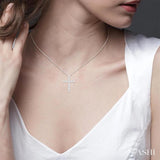 1 ctw Lovebright Round Cut Diamond Cross Pendant in 14K White Gold with chain