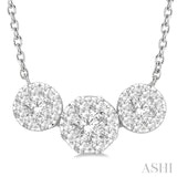 3/4 ctw 3-Stone Lovebright Round Cut Diamond Necklace in 14K White Gold