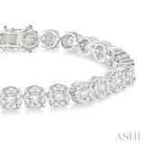 7.00 ctw Round Cut Diamond Lovebright Tennis Bracelet in 14K White Gold