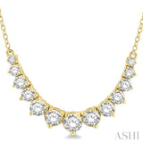 1 ctw Graduated Diamond Smile Necklace in 14K Yellow Gold