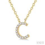 1/20 ctw Initial 'C' Round Cut Diamond Pendant With Chain in 14K Yellow Gold