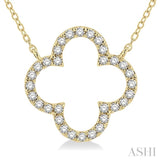 1/4 ctw Clover Round Cut Diamond Pendant in 14K Yellow Gold