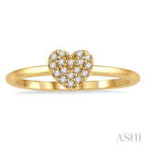 1/10 ctw Heart Charm Round Cut Diamond Petite Fashion Ring in 14K Yellow Gold
