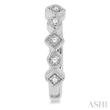 1/10 ctw Circular & Rhombus Mount Round Cut Diamond Huggie Petite Earrings in 14K White Gold