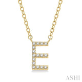 1/20 ctw Initial 'E' Round Cut Diamond Pendant With Chain in 14K Yellow Gold