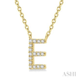 1/20 ctw Initial 'E' Round Cut Diamond Pendant With Chain in 14K Yellow Gold