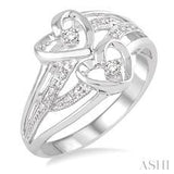 Sterling Silver Diamond Double Heart Ring  SDM-11243
