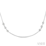 1/2 ctw Round Cut Diamond Station Necklace in 14K White Gold