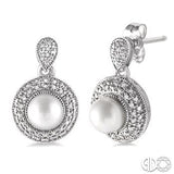 Sterling Silver 6mm Pearl and Diamond Halo Pendant- SDM-11261