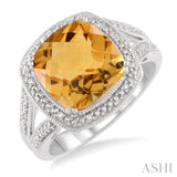 Sterling Silver Citrine & Diamond Ring SDM-11376