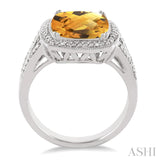 Sterling Silver Citrine & Diamond Ring SDM-11376