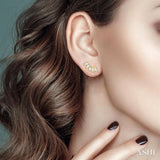 1/6 ctw Curved Petite Baguette Cut Diamond Fashion Stud Earring in 10K Yellow Gold
