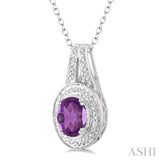Sterling Silver Amethyst & Diamond Pendant SDM-11372