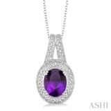 Sterling Silver Amethyst & Diamond Pendant SDM-11372