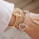 Gold Tone Rolo Chain Horse Bit Bracelet SSJ-13693