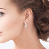 1 7/8 ctw North-South Oval Cut Diamond Fashion Hoop Earring in 14K White Gold