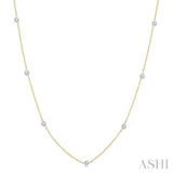 1/3 ctw Round Cut Diamond Station Necklace in 14K Yellow and White Gold