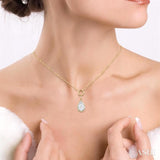 1/4 Ctw Lovebright Pear Shape Round Cut Diamond Paperclip Necklace in 14K Yellow & White Gold