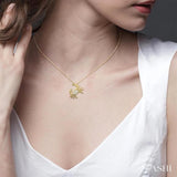1/10 Ctw Petite Crab Round Cut Diamond Fashion Pendant With Chain in 10K Yellow Gold