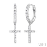 1/3 Ctw Petite Cross Round Cut Diamond Fashion Huggies in 10K White Gold