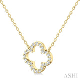 1/8 Ctw Petite Clover Round Cut Diamond Fashion Pendant With Chain in 10K Yellow Gold