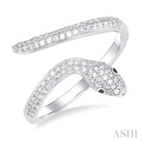 1/3 Ctw Petite Serpent Round Cut Diamond Open Center Fashion Ring in 10K White Gold