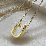 Sterling Silver Classique Horseshoe & Chain Necklace Gold SSJ-13712