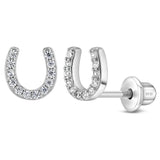 Sterling Silver CZ Horse Shoe Stud Earring SSJ-13246