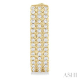 1/3 Ctw Triple Row Round Cut Diamond Hoop Earrings in 10K Yellow Gold