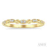 1/20 Ctw Marquise Link Round Cut Diamond Wedding Band in 14K Yellow Gold