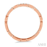 1/10 ctw Round Cut Diamond Block Stackable Ring in 14K Rose Gold