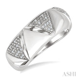 1/10 Ctw Bold Straight and Inverted Chevron Round Cut Diamond Wide Fashion Band in Sterling Silver