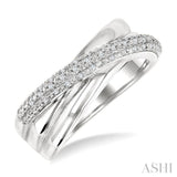 1/8 Ctw Bold Criss Cross Round Cut Diamond Fashion Band in Sterling Silver