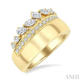 3/4 Ctw Mixed Diamond Cut Bold Fashion Ring in 14K Yellow Gold