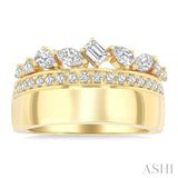 3/4 Ctw Mixed Diamond Cut Bold Fashion Ring in 14K Yellow Gold
