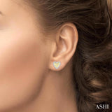 1/5 Ctw Fluted Texture Heart Shape Round Cut Diamond Pirouette Fashion Stud Earring in 10K Yellow and White Gold