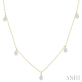 1/3 Ctw Lovebright Pear Motif Round Cut Diamond Station Necklace in 14K Yellow Gold