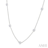 1 1/2 Ctw Bezel Set Oval Cut Diamond Station Necklace in 14K White Gold