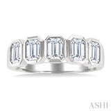 1 1/2 Ctw Bezel Set 5-Stone Emerald Cut Diamond Fashion Band in 14K White Gold