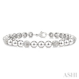1/5 Ctw Bold Bead Design Single Cut Diamond Fashion Bracelet in Sterling Silver