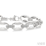 1/10 Ctw Oval Shape D-Link Single Cut Diamond Bracelet in Sterling Silver
