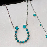 Sterling Silver Keepsake Turquoise Horseshoe Necklace - Silver