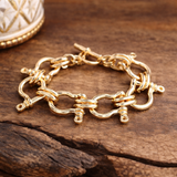 Gold Tone Chunky Shackle Link Bracelet SSJ-13695