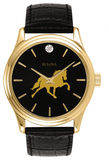 Bulova Gents Yellow Black Leather Strap Walking Horse Watch WAT-08056