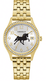 Bulova Caravelle Ladies Yellow Crystal Link Walking Horse Watch WAT-08064